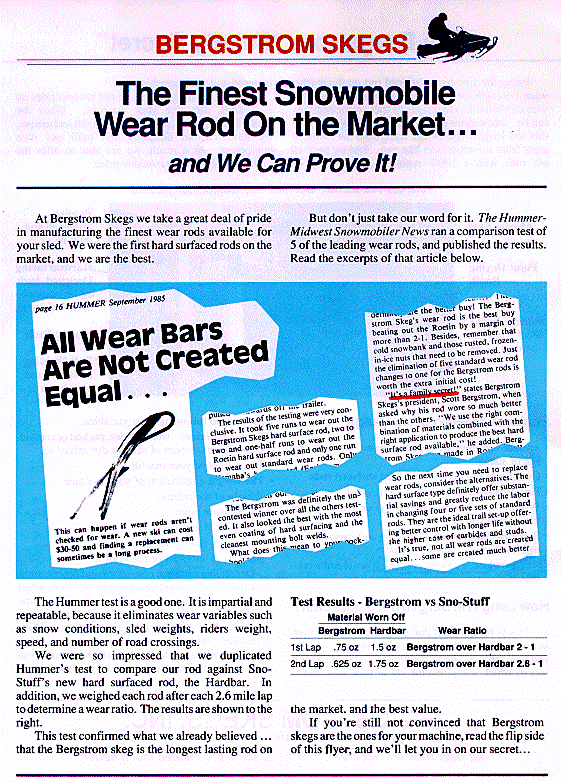 Bergstrom Skegs - The Finest Snowmobile Wear Rod On the Market and We Can Prove It!